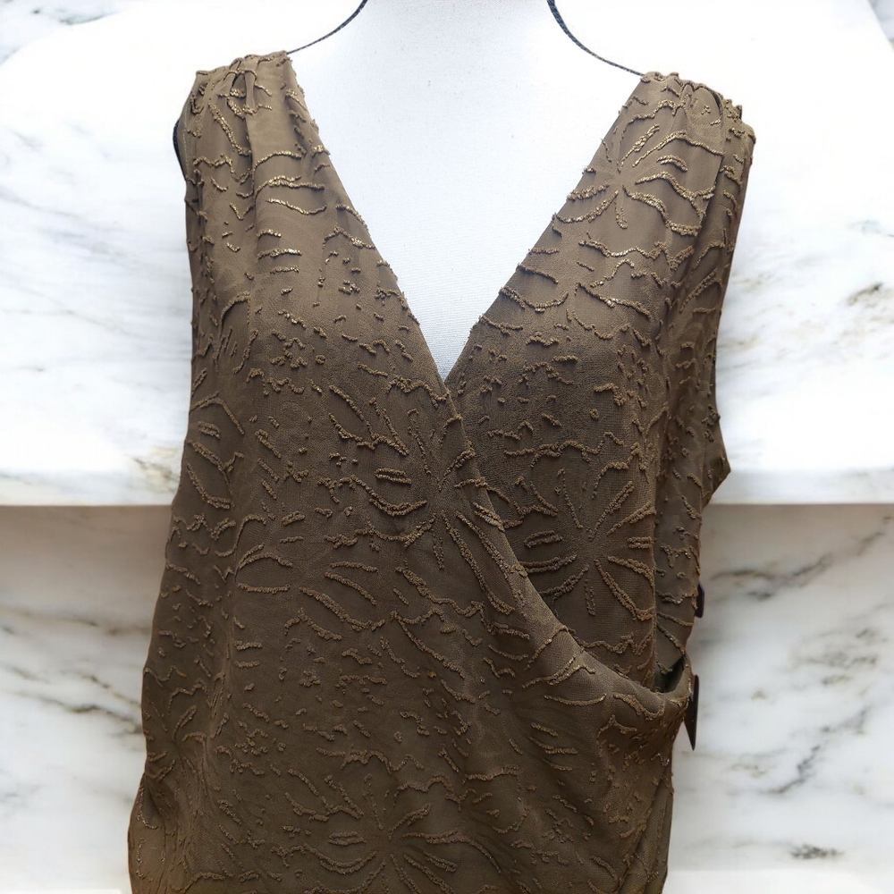 Brown Asymmetrical Wrap Tank Top - Picture 3 of 5